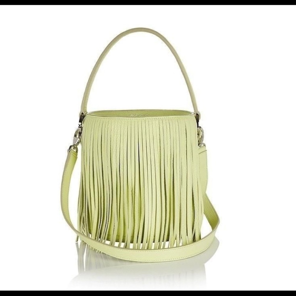 MELI MELO SANTINA MINI BUCKET BAG LIME FRINGE.